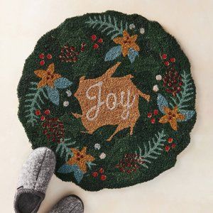 HTF Anthropologie Joy Wreath Doormat